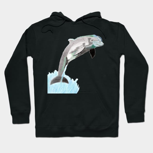 Dolphin Jumping Above the Waves- Teal Hoodie by EarthSoul